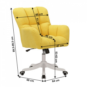 Scaun de birou, galben, 64x67x89,5-99,5 cm - TP297284 - Img 2