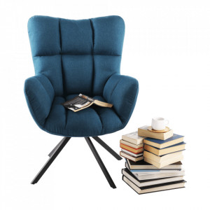 Scaun de design ţesătură albastru petrol - TP276608 - Img 12