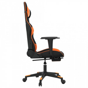 Scaun de gaming cu suport picioare, negru/oranj, piele eco - V3143770V - Img 4