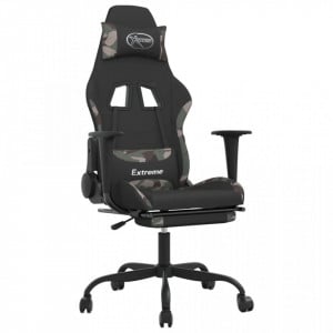 Scaun de gaming cu suport picioare, negru și camuflaj, textil - V345490V - Img 1