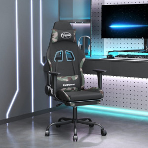 Scaun de gaming cu suport picioare, negru și camuflaj, textil - V345490V - Img 2