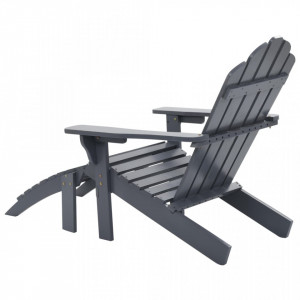 Scaun de gradina cu taburet, gri, lemn - V45700V - Img 4