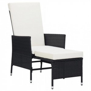 Scaun de grădină rabatabil cu perne, negru, poliratan - V310228V - Img 1