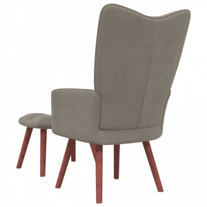 Scaun de relaxare cu taburet, gri deschis, catifea - V328062V - Img 4
