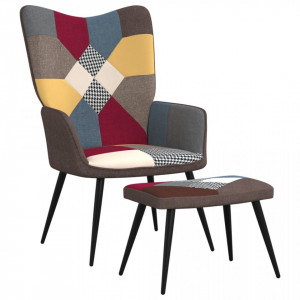 Scaun de relaxare cu taburet, textil, petice - V328186V - Img 1