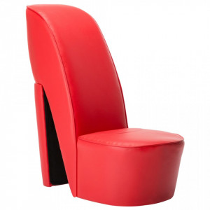 Scaun, design toc înalt, roșu, piele ecologică - V248646V - Img 2