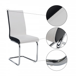 Scaun dining, piele ecologică albă, neagră/crom - TP182190 - Img 15