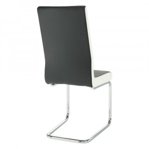 Scaun dining, piele ecologică neagră, albă/crom - TP182191 - Img 16