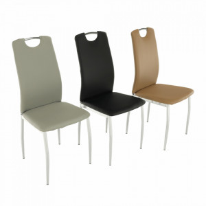 Scaun dining, piele ecologică neagră/crom - TP182185 - Img 18