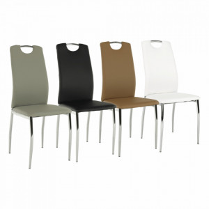 Scaun dining, piele ecologică neagră/crom - TP182185 - Img 19