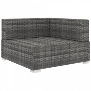 Scaun modular de colt, 1 buc., gri, poliratan, cu perne - V46799V - Img 2
