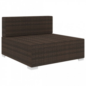 Scaun modular de mijloc, 1 buc., maro, poliratan, cu perne - V46793V - Img 2