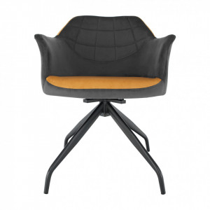 Scaun pivotant, gri, ţesătură de catifea camel / negru - TP297878 - Img 11