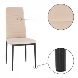 Scaun, ţesătură catifea bej / metal negru - TP285403 - Img 8