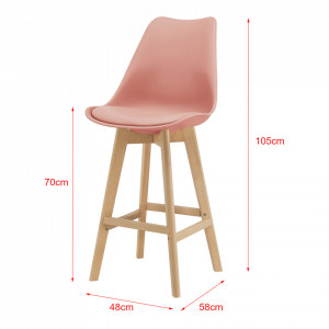 Scaune bar, set 6 buc, 105 x 48 x 58 cm, roz - P74694661 - Img 3
