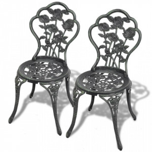 Scaune bistro, 2 buc., verde, aluminiu turnat - V43175V - Img 1
