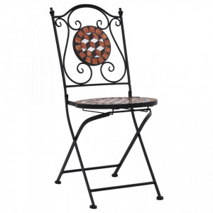 Scaune bistro cu mozaic, 2 buc., maro, ceramică - V46714V