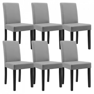 Scaune bucatarie, set 6 buc piele sintetica, gri deschis - P50436976 - Img 1