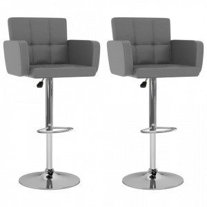 Scaune de bar, 2 buc., gri, piele ecologica - V323658V