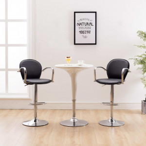 Scaune de bar cu brate, 2 buc., negru, piele ecologica - V249700V