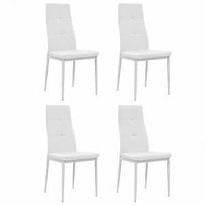 Scaune de bucatarie, 4 buc., alb, piele ecologica - V246190V