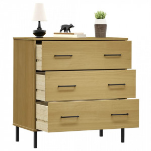 Servantă cu 3 sertare, maro, 77x40x79,5 cm, lemn masiv OSLO - V350979V - Img 3