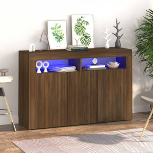 Servantă cu lumini LED, stejar maro, 115,5x30x75 cm - V815734V - Img 2
