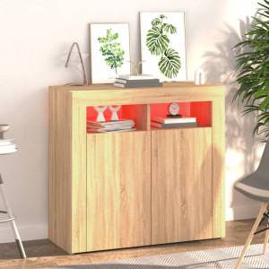 Servantă cu lumini LED, stejar sonoma, 80x35x75 cm - V804331V - Img 3