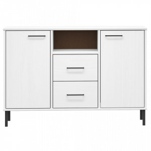 Servantă cu picioare metalice alb 113x40x77 cm lemn - V351020V - Img 4