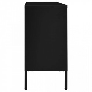 Servantă, negru, 105x35x70 cm, oțel și sticlă securizată - V336076V - Img 4