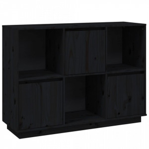 Servantă, negru, 110,5x35x80 cm, lemn masiv de pin - V814358V