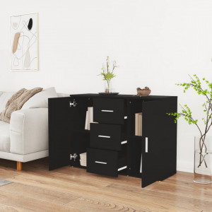 Servantă, negru, 91x29,5x65 cm, lemn prelucrat - V823343V - Img 3