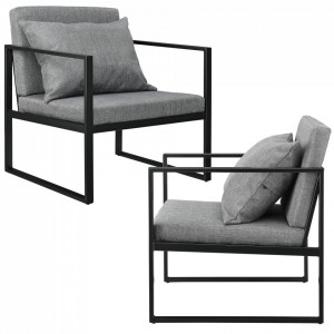 Set 2 bucati fotolii design - 70 x 60cm - cu perna pentru spate - gri inchis - P55221105 - Img 1