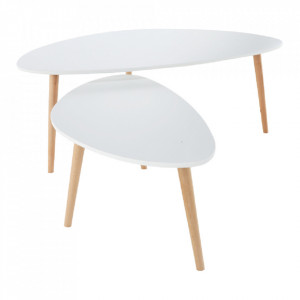Set 2 măsuţe de cafea, alb și fag, 116x45x66 cm - TP255656 - Img 15