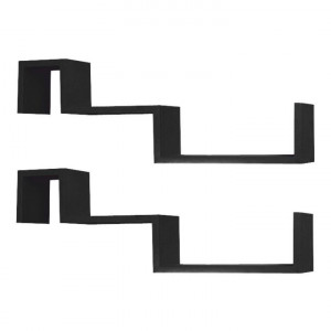 Set 2 poliţe, 77x10x27,5 cm, negru - TP220603 - Img 1