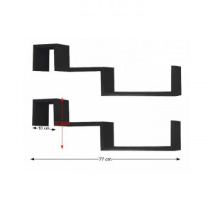 Set 2 poliţe, 77x10x27,5 cm, negru - TP220603 - Img 2