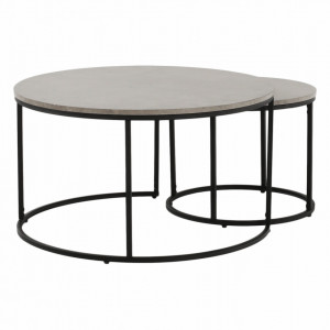 Set de 2 măsuţe de cafe, gri și negru, 80x45 cm, 50x40 cm - TP261525 - Img 7