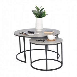 Set de 2 măsuţe de cafe, gri și negru, 80x45 cm, 50x40 cm - TP261525 - Img 11