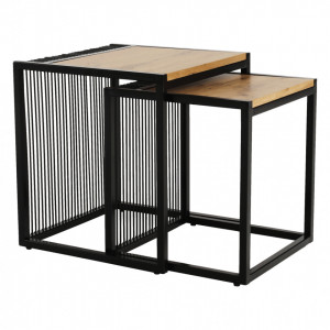 Set de 2 măsuţe de cafea, stejar și negru, 45x45 cm, 40x40 cm - TP263324 - Img 17