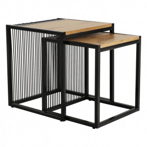 Set de 2 măsuţe de cafea, stejar și negru, 45x45 cm, 40x40 cm - TP263324 - Img 10