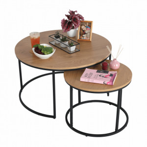 Set de 2 măsuţe de cafea, stejar și negru, 80x45 cm, 50x40 cm - TP261524 - Img 14