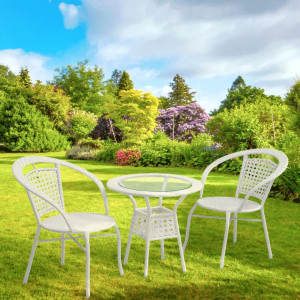 Set de grădină din ratan cu 3 piese, 1 măsuţă şi 2 scaune, alb - TP254779 - Img 7