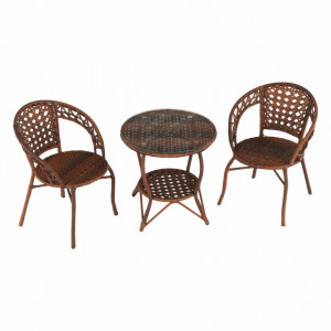 Set de grădină din ratan cu 3 piese, 1 măsuţă şi 2 scaune, maro - TP265640 - Img 16