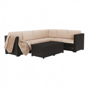 Set de grădină din ratan cu 3 piese, 2 măsuţe şi 1 colţar, maro - TP254773 - Img 6