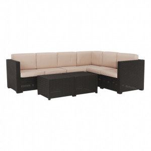 Set de grădină din ratan cu 3 piese, 2 măsuţe şi 1 colţar, maro - TP254773 - Img 13