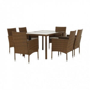 Set de grădină din ratan cu 7 piese, 1 masă şi 6 scaune, crem - TP186614 - Img 8