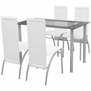 Set masa cu scaune, 5 piese, Alb - V242913V - Img 1
