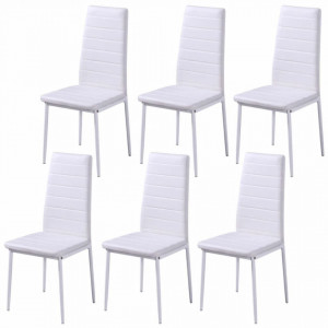 Set masa si scaune de bucatarie 7 piese alb si negru - V242988V - Img 4
