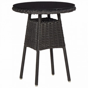Set mobilier bistro de gradina cu perne 3 piese negru poliratan - V46549V - Img 3
