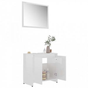 Set mobilier de baie, alb extralucios, PAL - V802657V - Img 3